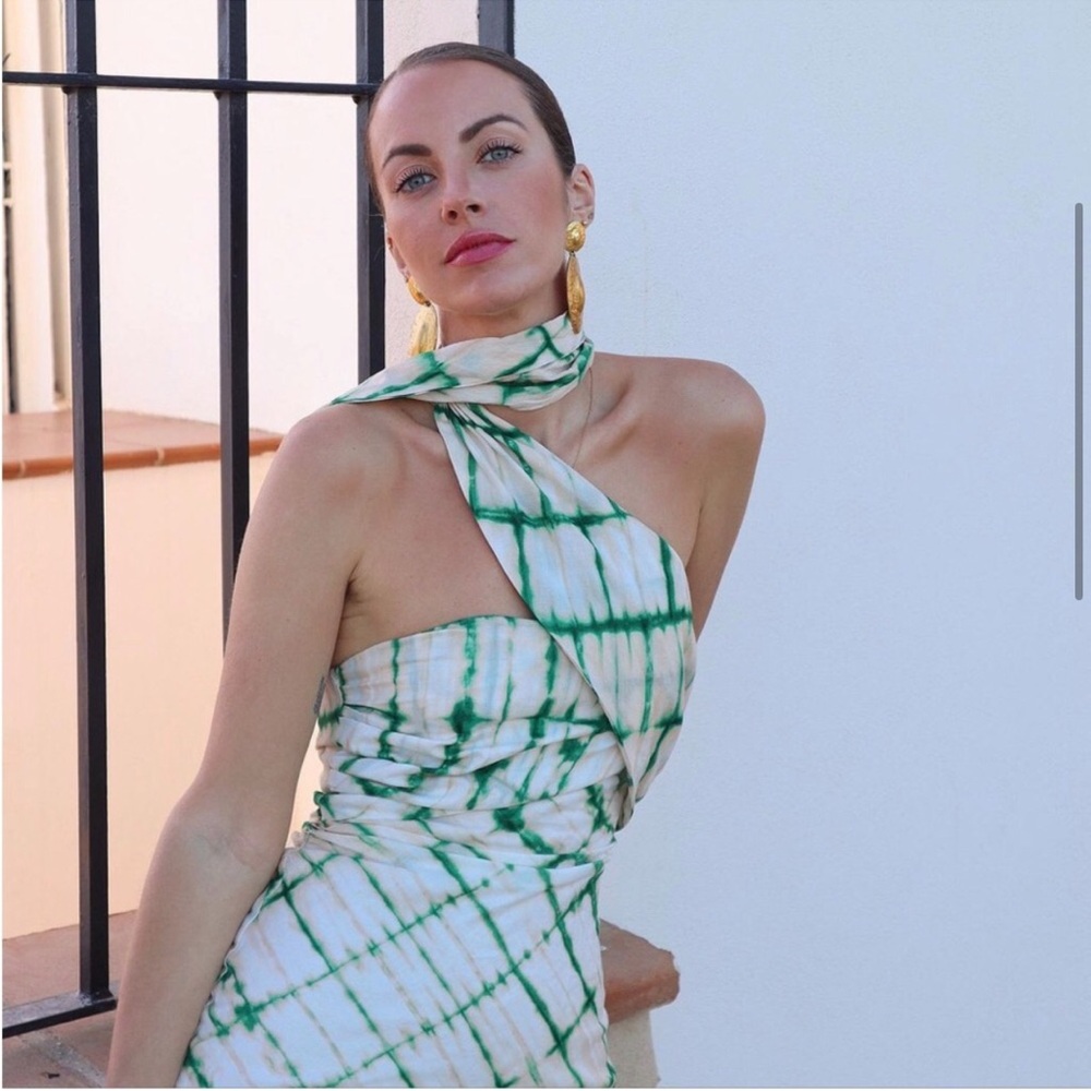 ZARA NWT Elegant Green and White Women's Dress - Picture 1 of 11